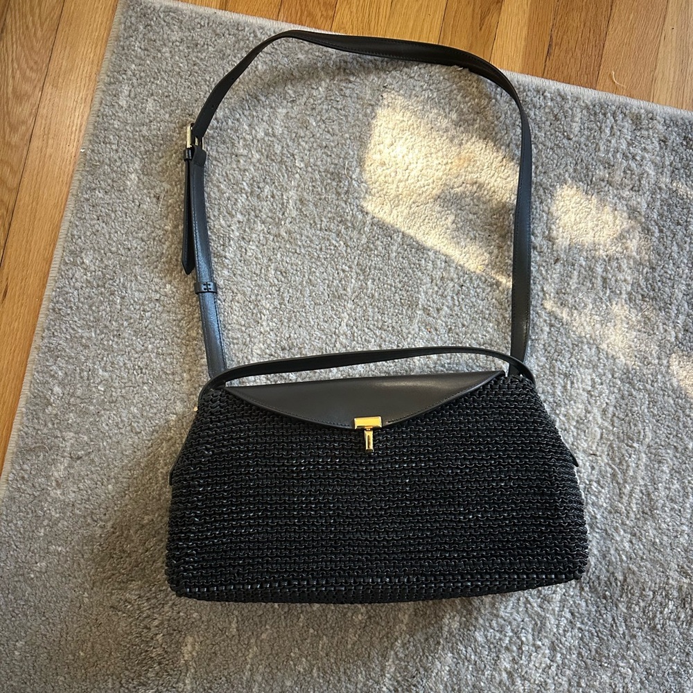 Toteme T-Lock Woven Leather Top Handle Bag